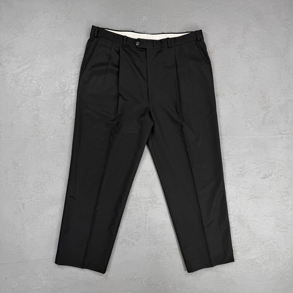 Vintage Nordstrom by JB Britches Black Wool Pleated Trousers Men's 38